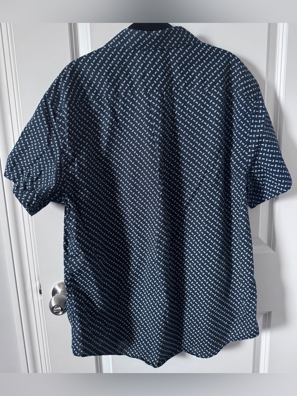 Awareness-Kenneth Cole Men's Navy Short-Sleeve Button-Up Shirt-XL - Picture 3 of 3
